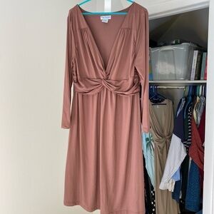 Brown V-Neck Dress